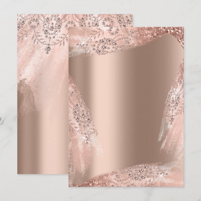 Invitación Dulce 16ª Rosa de vestido de novia Dorado Sparkly (Anverso / Reverso)