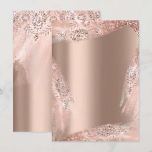 Invitación Dulce 16ª Rosa de vestido de novia Dorado Sparkly