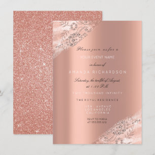 Invitación Dulce 16ª Rosa de vestir de novia Purpurina de enc