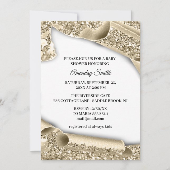 Invitación Dulce 16.ª 15ª Ducha Novial Purpurina de Oro 3D (Reverso)