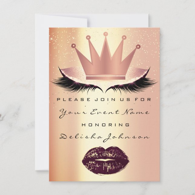 Invitación Dulce 16.ª Rosa de la princesa Quinceanera Kiss (Anverso)