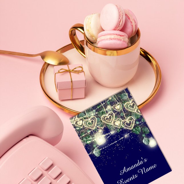 Invitación Dulce 16.º BRIDAL Verde Rústico Oro Azul marina (Subido por el creador)