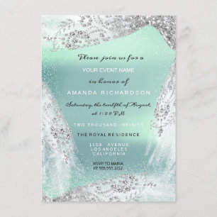 Invitación Dulce 16.º vestido de novia de diamante gris de pl
