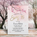 Invitación Dulce 16 acuarela Floral rosa Flor cereza floral<br><div class="desc">Acuarela Floral Rosa Cerezo Blossom Dulce 16 Invitaciones.</div>