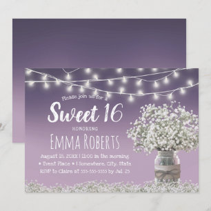 Invitación Dulce 16 Bebés Rústicos Flores de aliento Polvorie