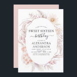 Invitación Dulce 16 Boho Dusty Pink Floral Cumpleaños<br><div class="desc">Boho Dusty Pink Floral Botánica Bohemian Tropical Watercolor Primavera del marco,  Verano,  Otoño,  Dulce Otoño 16 Invitaciones a la celebración de la fiesta de cumpleaños - incluye hermosa y elegante tipografía de escritura con flores botánicas del desierto modernas para la especial Dulce Dieciséis cumpleaños.</div>