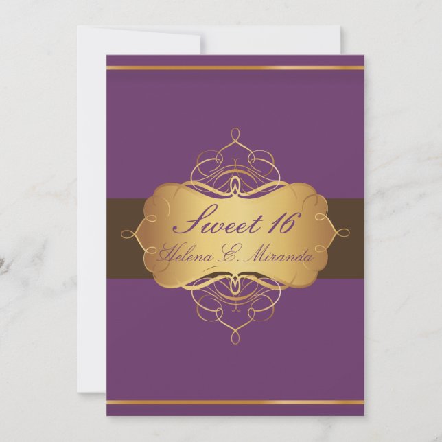 Invitación Dulce 16/ chocolate de ciruela/ tiara (Anverso)