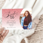 Invitación Dulce 16 Cumpleaños bebé Purpurina Rosa Glam Photo<br><div class="desc">Esta moderna invitación a la fiesta de cumpleaños purpurina incluye un elegante encabezado de tipografía y tu foto favorita. Agregue el texto de su personalizado mediante el formulario de plantilla. Hay opciones adicionales para texto y diseño disponibles si elige un personalizar más detallado.</div>