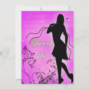 Invitación Dulce 16 cumpleaños de silueta