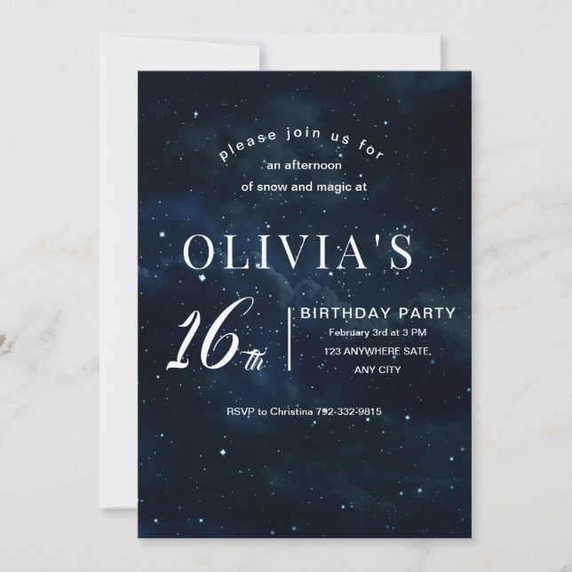 Invitación Dulce 16 cumpleaños estrellado por la noche debajo (Anverso)