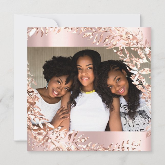 Invitación Dulce 16 cumpleaños foto Rosa floral rosa real (Reverso)