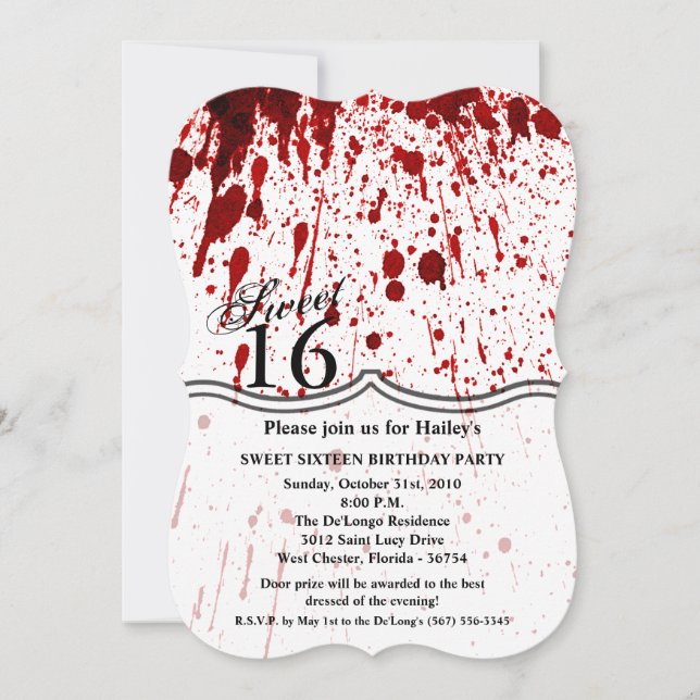 Invitación Dulce 16 cumpleaños invita a la sangre a la plaque (Anverso)