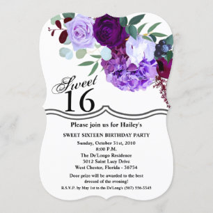 Invitación Dulce 16 cumpleaños invita a Lavender Hibiscus a v