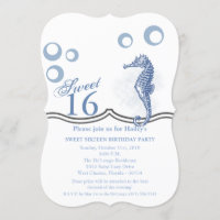 Dulce 16 cumpleaños Invite a Caballo de Mar Playa 