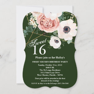 Invitación Dulce 16 Cumpleaños Invite a cazador de jardín geo