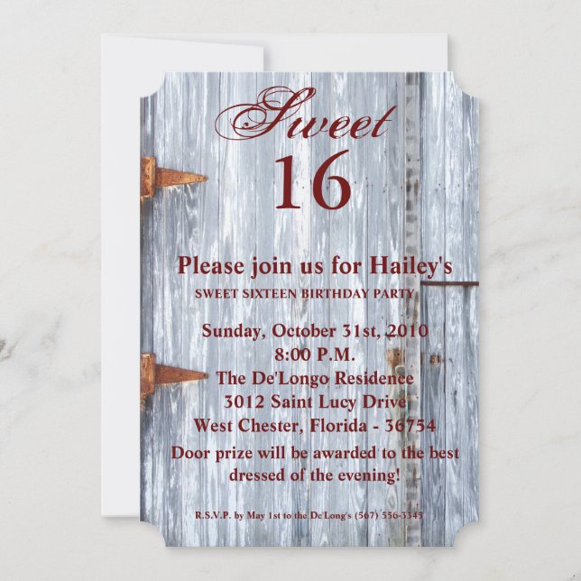 Invitación Dulce 16 Cumpleaños Invite a la Puerta de la Casa  (Anverso)