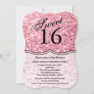 Invitación Dulce 16 Cumpleaños Invite a Rosa Purpurina de Oro