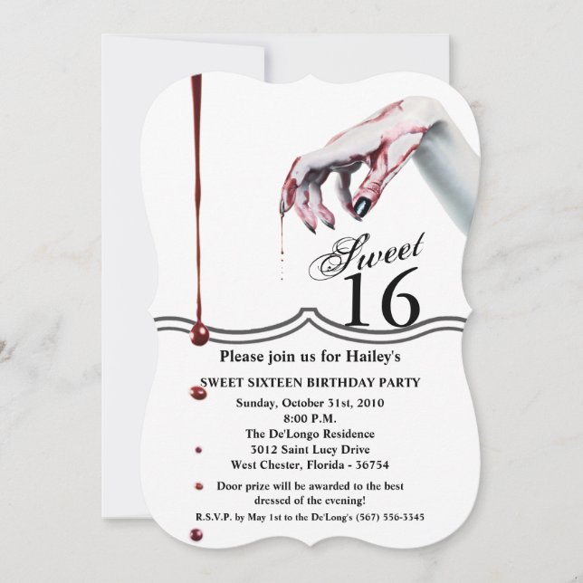 Invitación Dulce 16 Cumpleaños Invite a un vampiro zombie con (Anverso)
