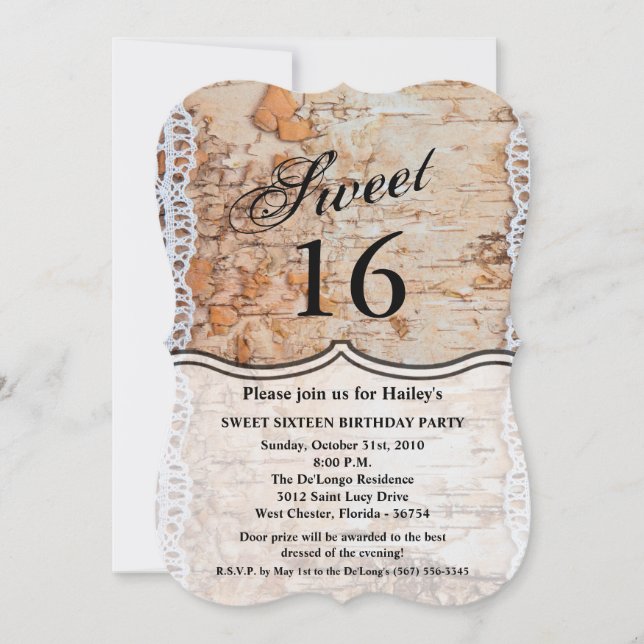 Invitación Dulce 16 Cumpleaños Invite a vcountry lace de made (Anverso)
