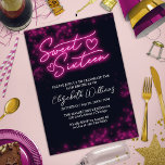 Invitación Dulce 16 Cumpleaños Rosa Caliente Neon Fiesta Oscu<br><div class="desc">Celebra tu día especial con estilo con nuestros diseños Sweet 16! Nuestro diseño inspirado en el neón hará una declaración con sus tonos rosa y negro. ¡Es la forma perfecta de que todos sepan que cumplen 16 años!</div>