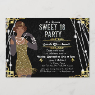 Invitación dulce 16 de afroamericana con estilo de