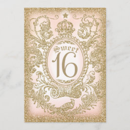 Invitación Dulce 16 de antaño espuma marina princesa