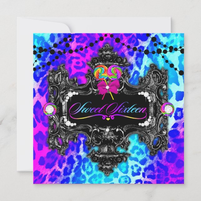 Invitación Dulce 16 del leopardo del país de las maravillas (Anverso)