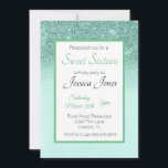 Invitación Dulce 16 Dieciséis cumpleaños, Purpurina Verde<br><div class="desc">Este diseño se creó a través del arte digital. Puede ser personalizado en el área de proporcionar o personalizar eligiendo la opción de pulsar para personalizar y cambiando el nombre, las iniciales o las palabras. También puede cambiar el color y estilo del texto o eliminar el texto para un diseño...</div>