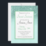 Invitación Dulce 16 Dieciséis cumpleaños, Purpurina Verde<br><div class="desc">Este diseño se creó a través del arte digital. Puede ser personalizado en el área de proporcionar o personalizar eligiendo la opción de pulsar para personalizar y cambiando el nombre, las iniciales o las palabras. También puede cambiar el color y estilo del texto o eliminar el texto para un diseño...</div>