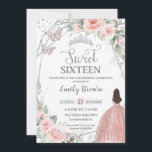 Invitación Dulce 16 Dieciséis cumpleaños Rubor de plata rosa<br><div class="desc">Personalice esta encantadora invitación a Sweet 16 Birthday con su propia redacción fácil y rápidamente,  simplemente pulse el botón personalizar it para reorganizar y formatear el estilo y la ubicación del texto. ¡Artículos coincidentes disponibles en la tienda! c) El estudio Happy Cat Studio</div>