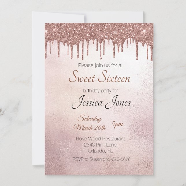 Invitación Dulce 16 Dieciséis Rosas de la fiesta de los cumpl (Anverso)