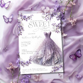Invitación Dulce 16 Dieciséis Vestidos Lilac Púrpura Floral