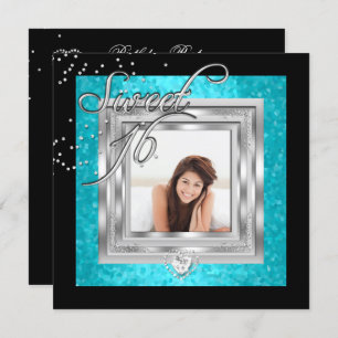 Invitación Dulce 16 Dulce Dieciséis Fotos Turquesas Negras