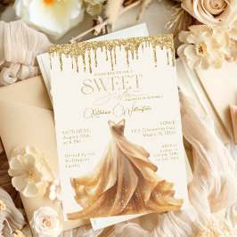 Invitación Dulce 16 Dulces Purpurinas de oro Dulce Dieciséis