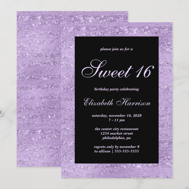 Invitación Dulce 16 Elegante fiesta de cumpleaños de Shimmer  (Anverso / Reverso)
