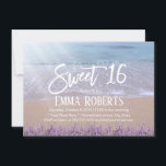 Invitación Dulce 16 Elegante Lavanda Floral Beach Cumpleaños<br><div class="desc">Dulce 16 Elegantes Invitaciones de Aniversario de la Playa Floral de Lavanda.</div>