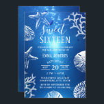 Invitación Dulce 16 Estepas De Piscina Subacuática<br><div class="desc">Elegante Red De Coral De Playa Subacuática Starfish Dulce 16 Invitaciones A Cumpleaños.</div>