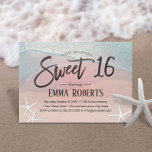 Invitación Dulce 16 Fiesta de cumpleaños de la playa de veran<br><div class="desc">Dulce 16 Invitaciones Tropicales Starfish Beach Birthday.</div>