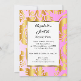 Invitación Dulce 16 Fiesta de cumpleaños Dorado rosa floral