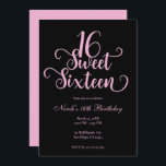 Invitación Dulce 16 fiesta de cumpleaños rosada en negro y bú<br><div class="desc">Personalizar para su evento.</div>