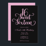 Invitación Dulce 16 fiesta de cumpleaños rosada en negro y bú<br><div class="desc">Personalizar para su evento.</div>
