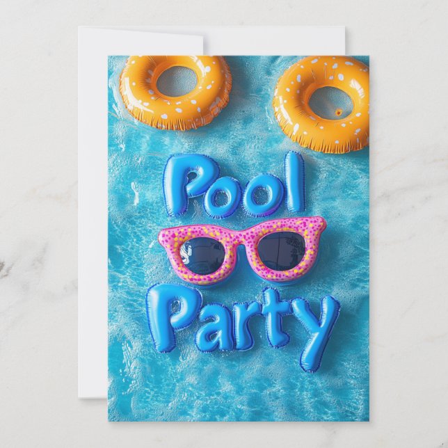 Invitación Dulce 16 Fiesta de piscina gafas de sol rosadas tu (Anverso)