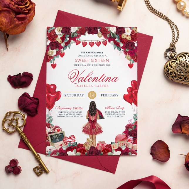 Invitación Dulce 16 Fiesta de San Valentín (Subido por el creador)