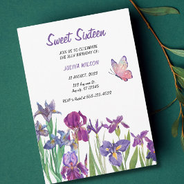 Invitación Dulce 16 Flor de iris púrpura Cumpleaños