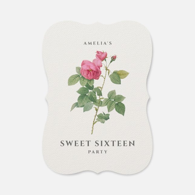 Invitación Dulce 16 Flor rosa rosa bruta veneciana (Subido por el creador)