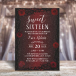 Invitación Dulce 16 flor Rosa y morena Purpurina rojo borgoña<br><div class="desc">Dulces 16 Rosas Flores y Espinas Purpurinas Rojos Borgoña Invitaciones de cumpleaños.</div>
