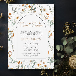 Invitación Dulce 16 flor silvestre botánica elegante