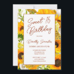 Invitación Dulce 16 Floral de girasol moderna<br><div class="desc">Los girasoles luminosos y soleados son la flor perfecta para celebrar un cumpleaños especial. Este marco floral moderno y la tipografía minimalista son un soplo de aire fresco para su planificación fiesta. Este artículo forma parte de la colección Sunflower y Wildflower. Contiene plantillas de DIY que puede utilizar para crear...</div>