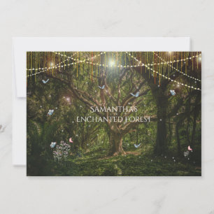 Invitación Dulce 16 Flores Forestales Encantadas Mariposas