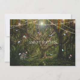 Invitación Dulce 16 Flores Forestales Encantadas Mariposas In